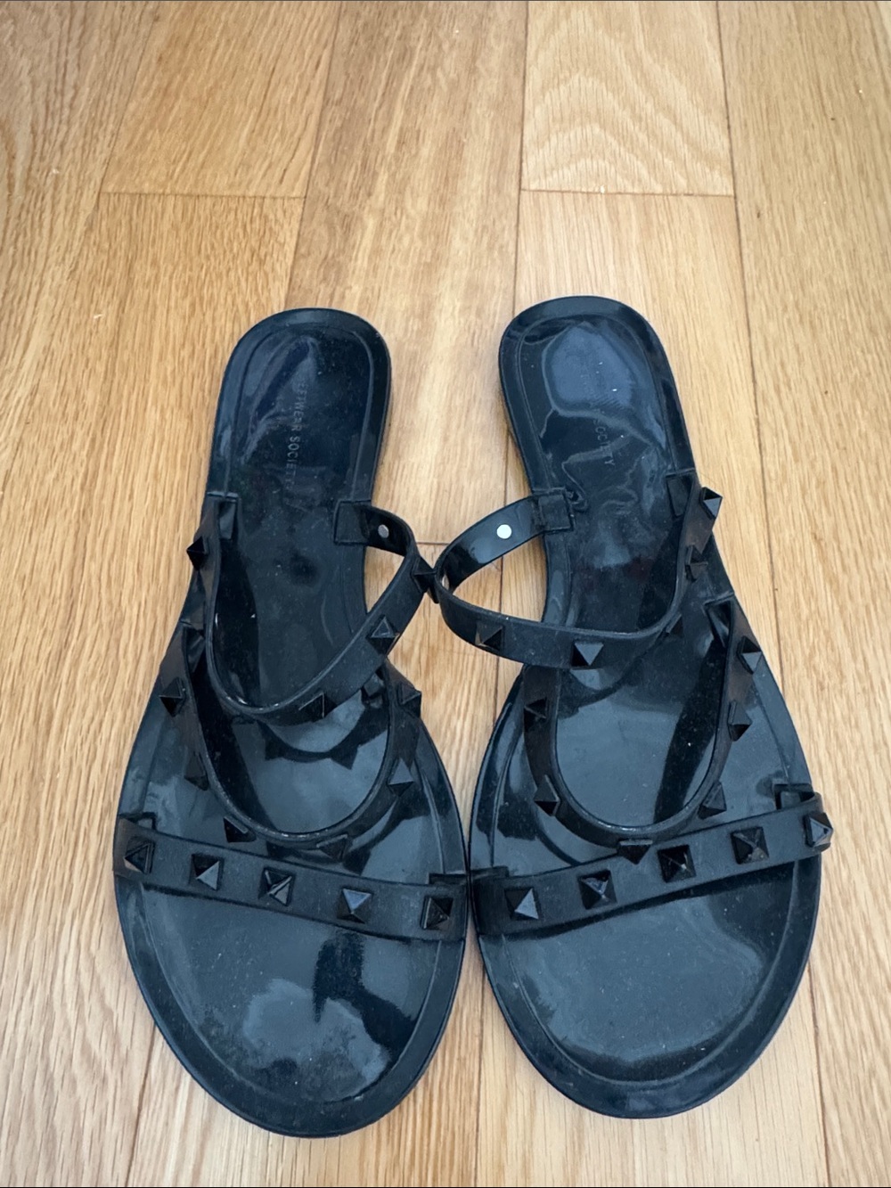 Black Studded Jelly Sandals